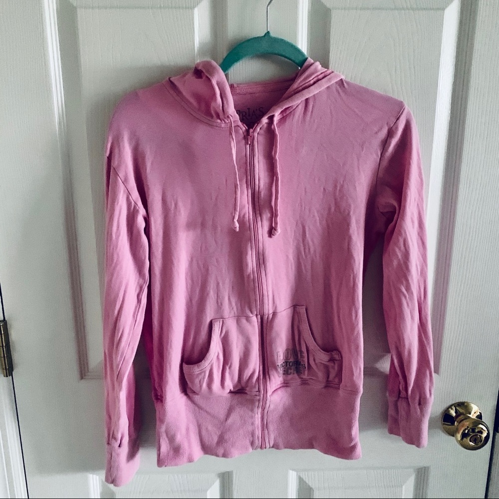 Victoria’s Secret Hoodie ZIP-Up Pink Jacket Size X-Small With Pockets